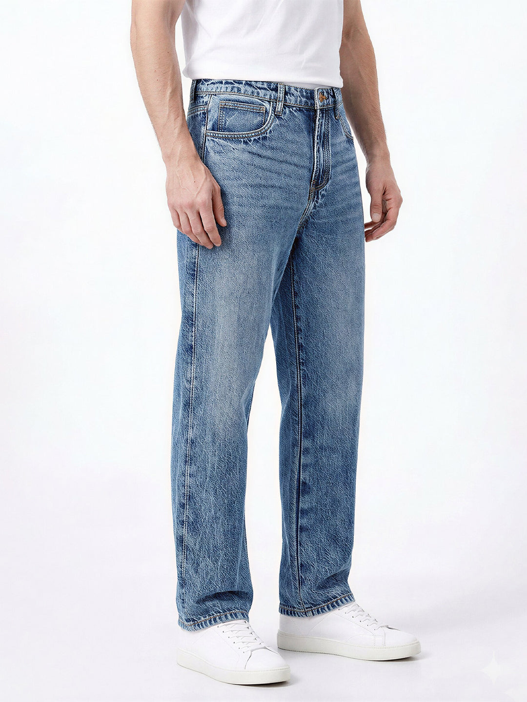 Blue Washed Relaxed Fit Jeans