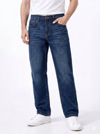 Dark Blue Washed Relaxed Fit Jeans