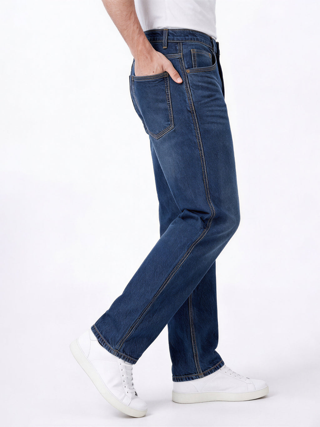 Dark Blue Washed Relaxed Fit Jeans