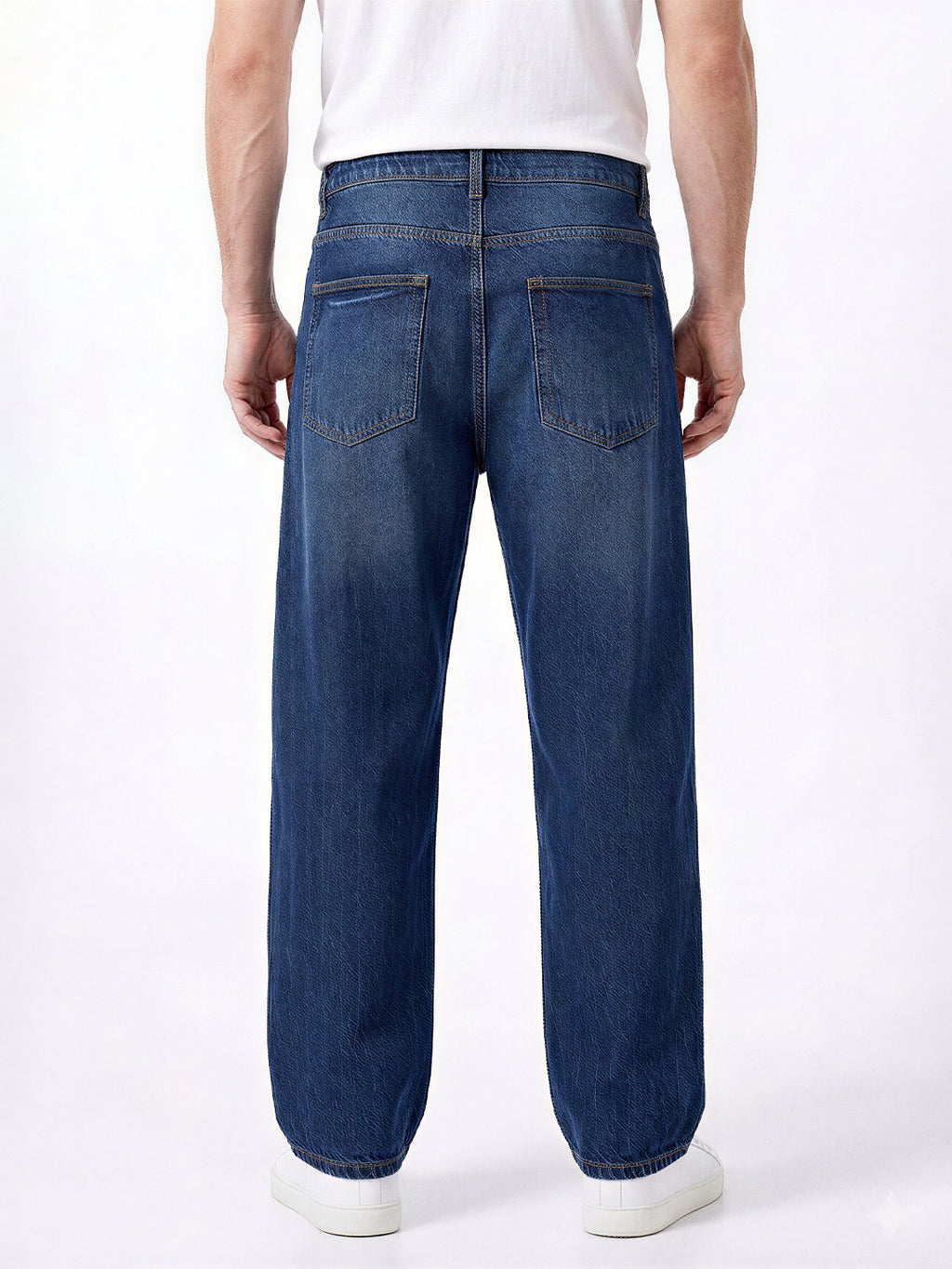 Dark Blue Washed Relaxed Fit Jeans