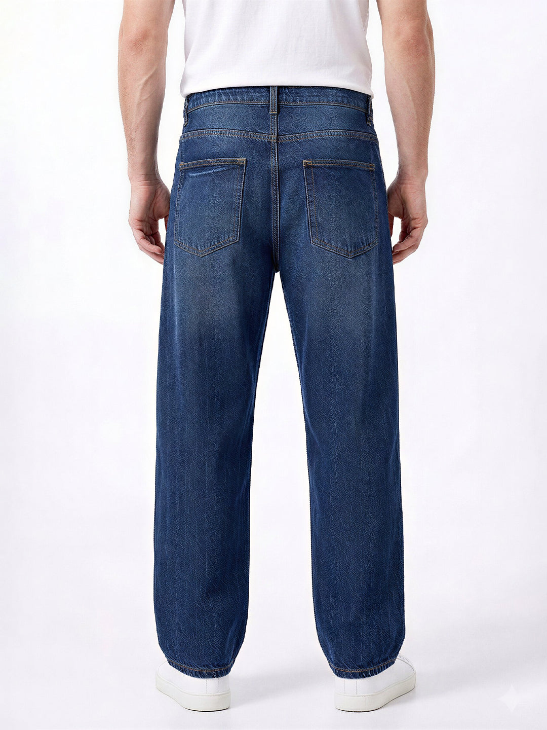 Dark Blue Washed Relaxed Fit Jeans