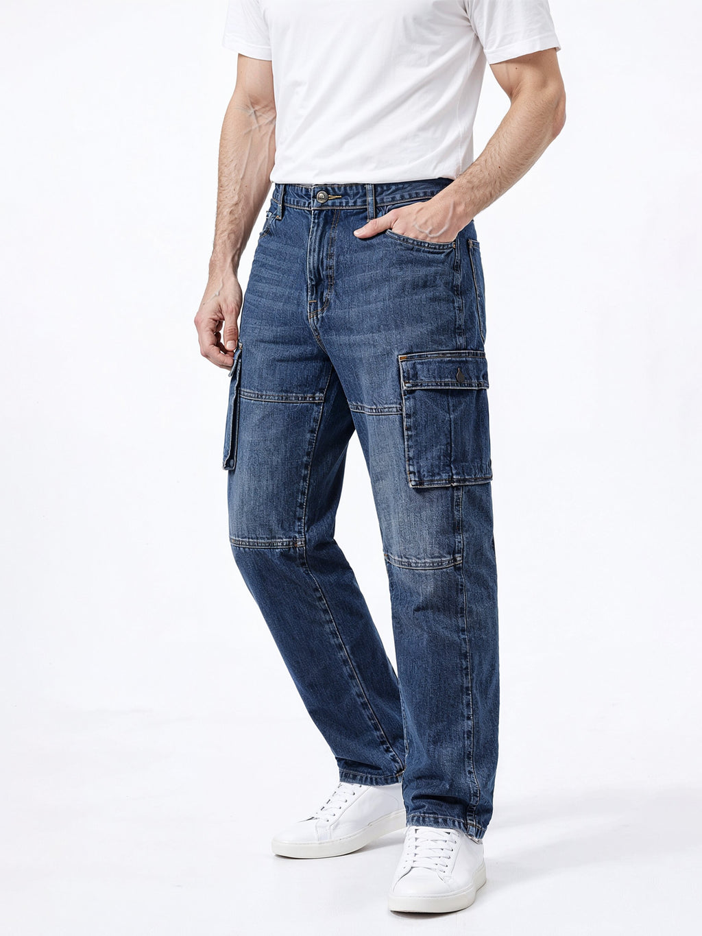 Indigo Utility Cargo Denim