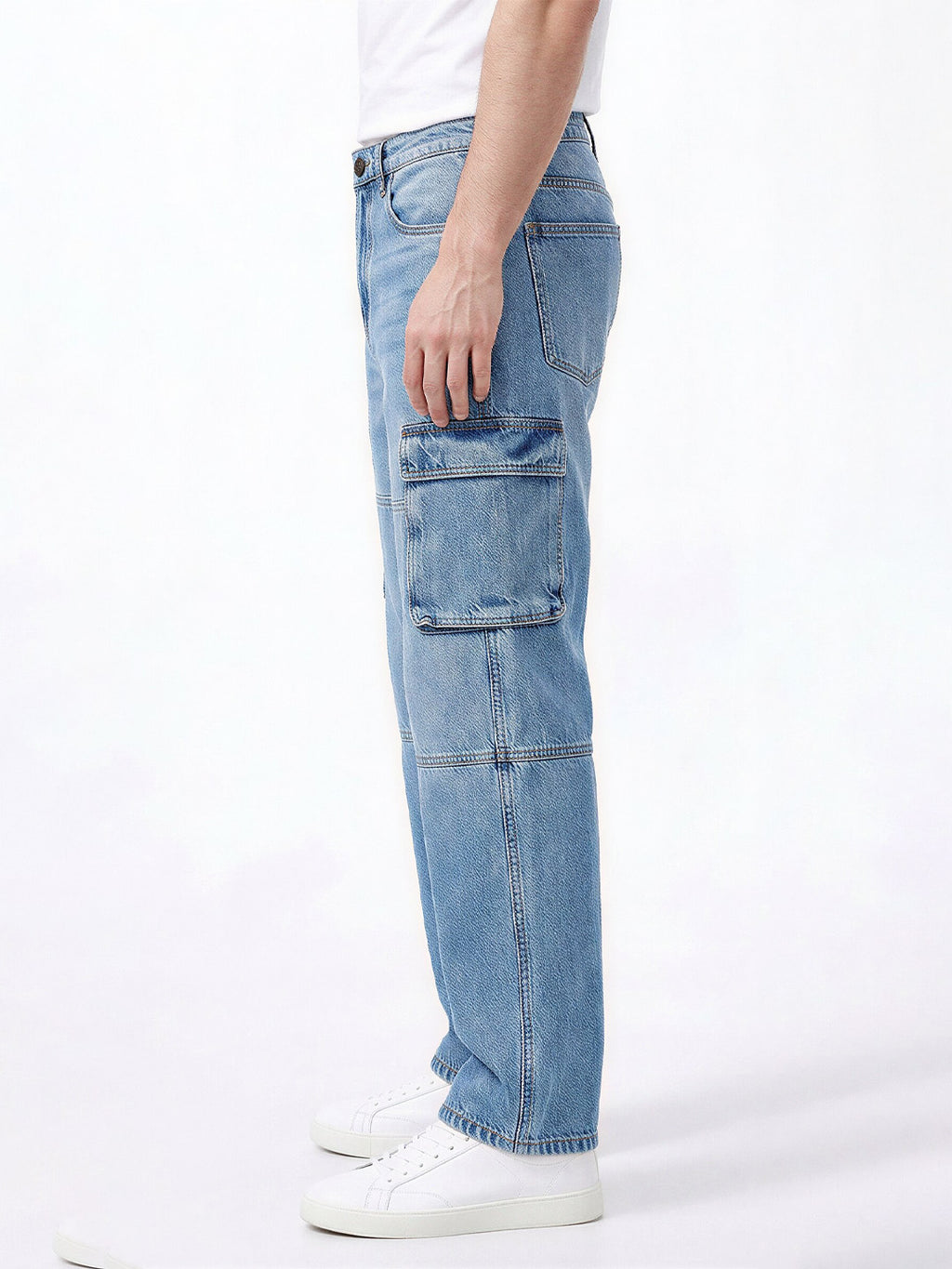 Light Blue Utility Cargo Denim