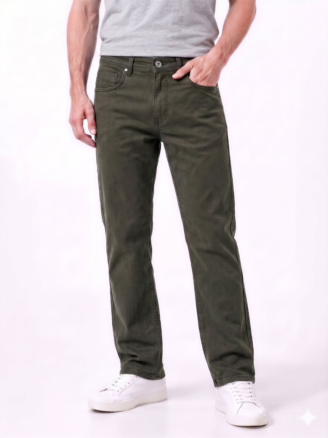 Olive Straight Fit Jeans