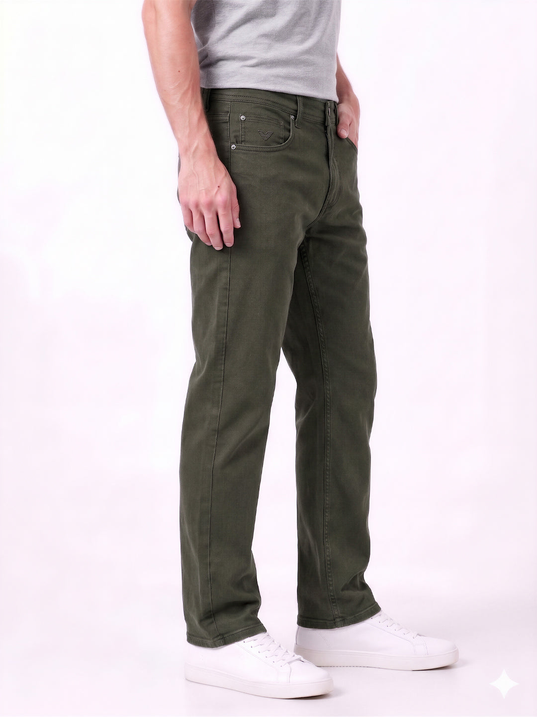 Olive Straight Fit Jeans