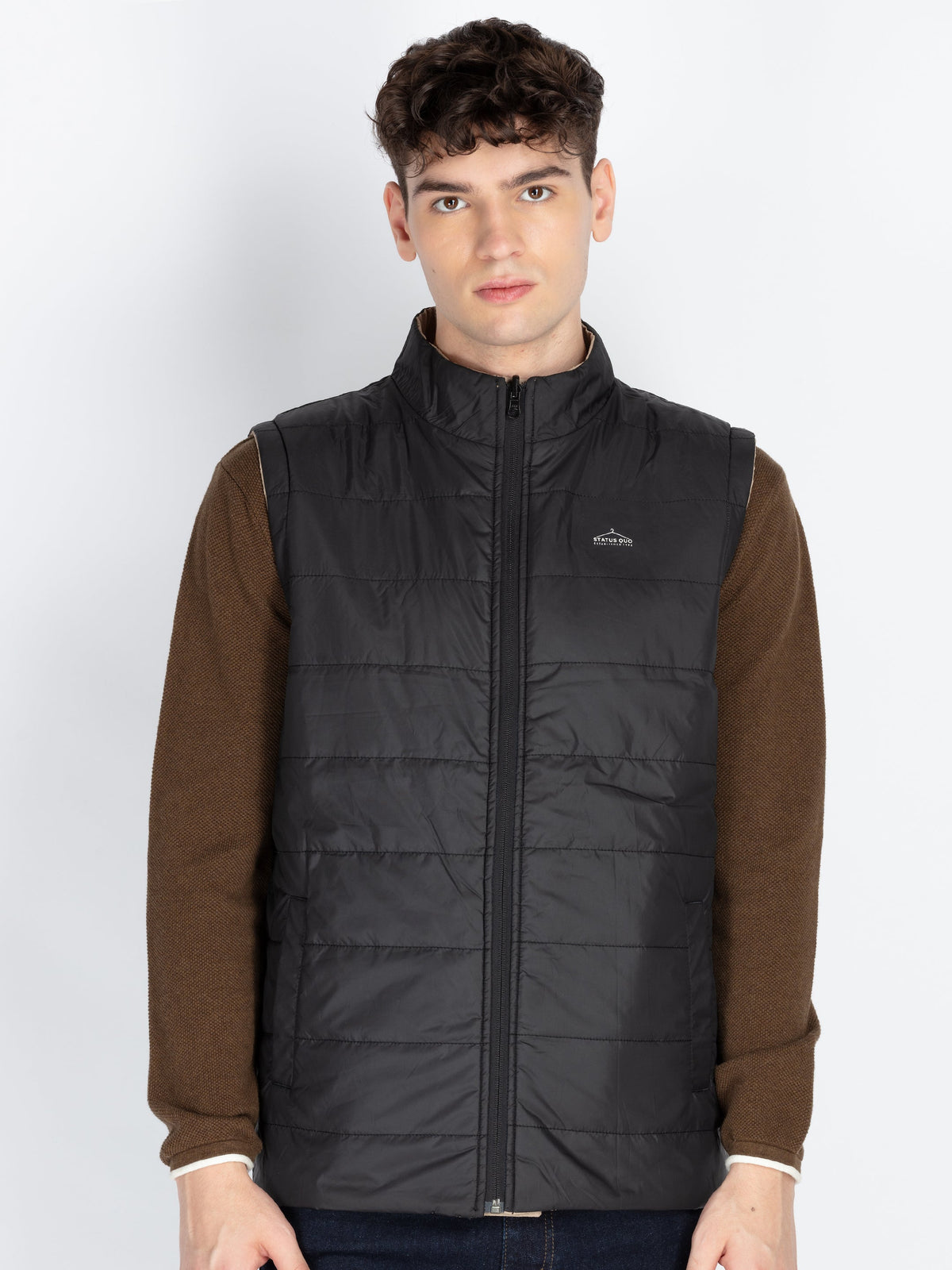 Mens Sleeveless Reversible Puffer Jacket