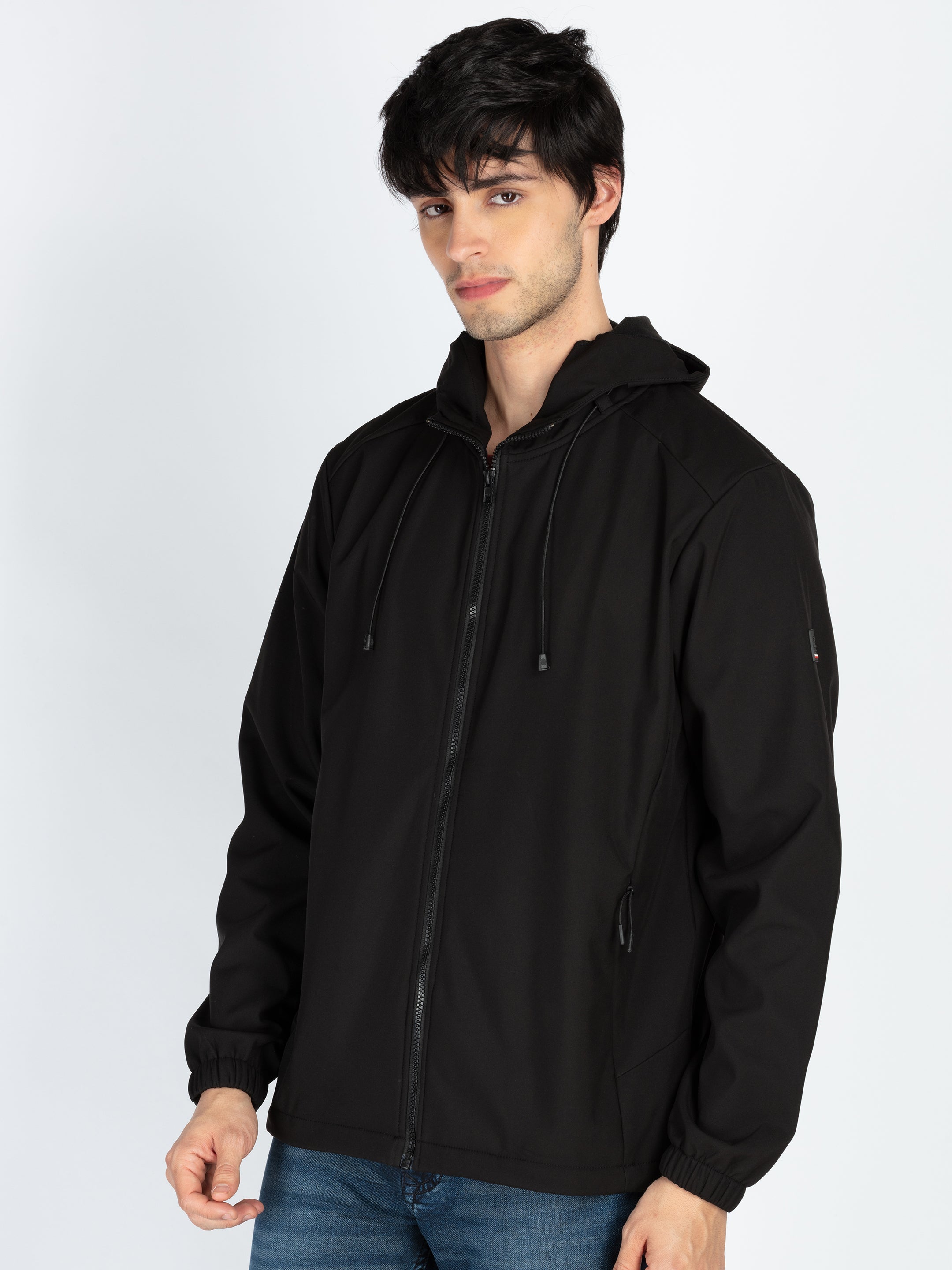 Mens Solid Hooded Jacket Secondary image