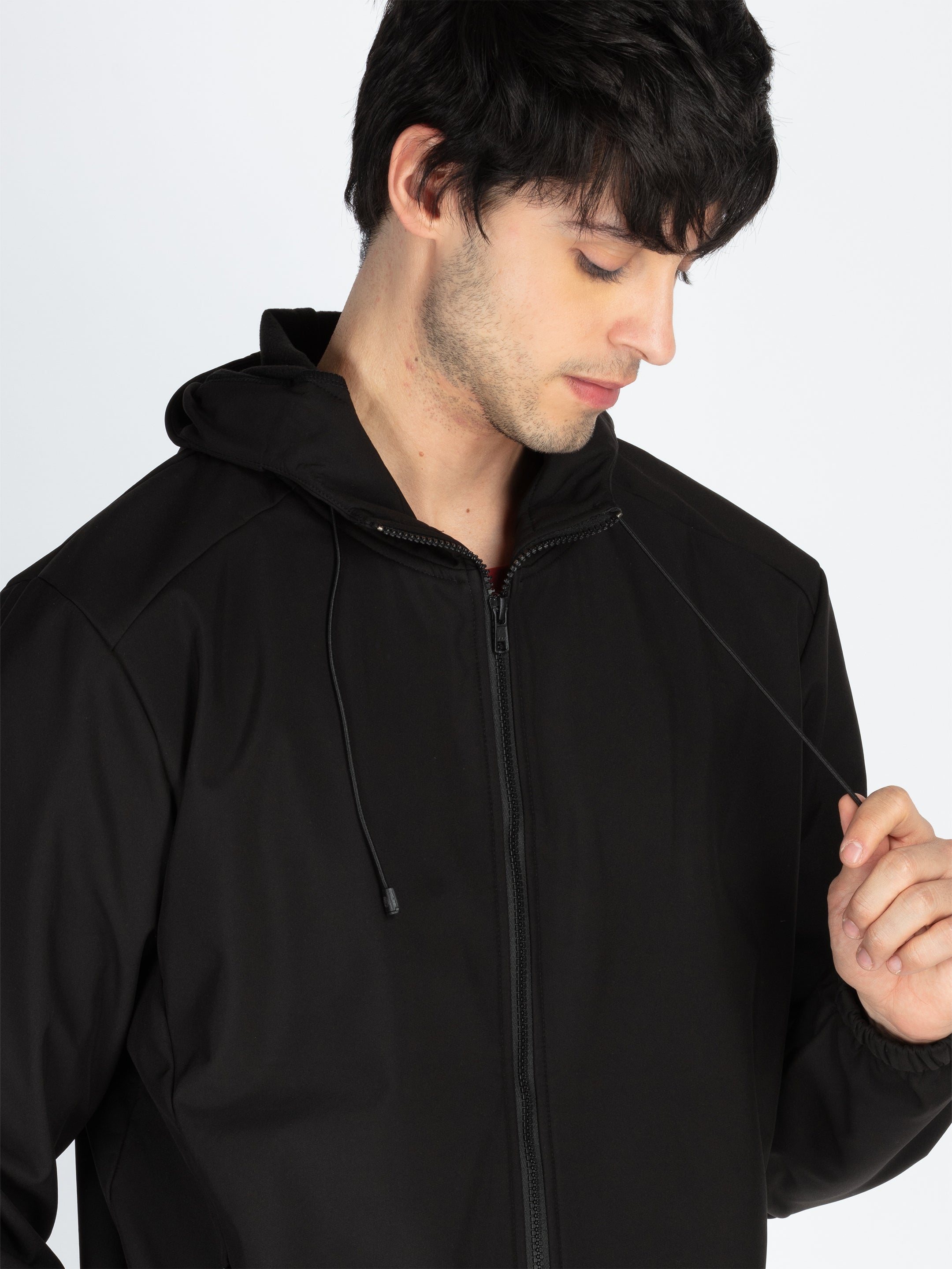 Mens Solid Hooded Jacket