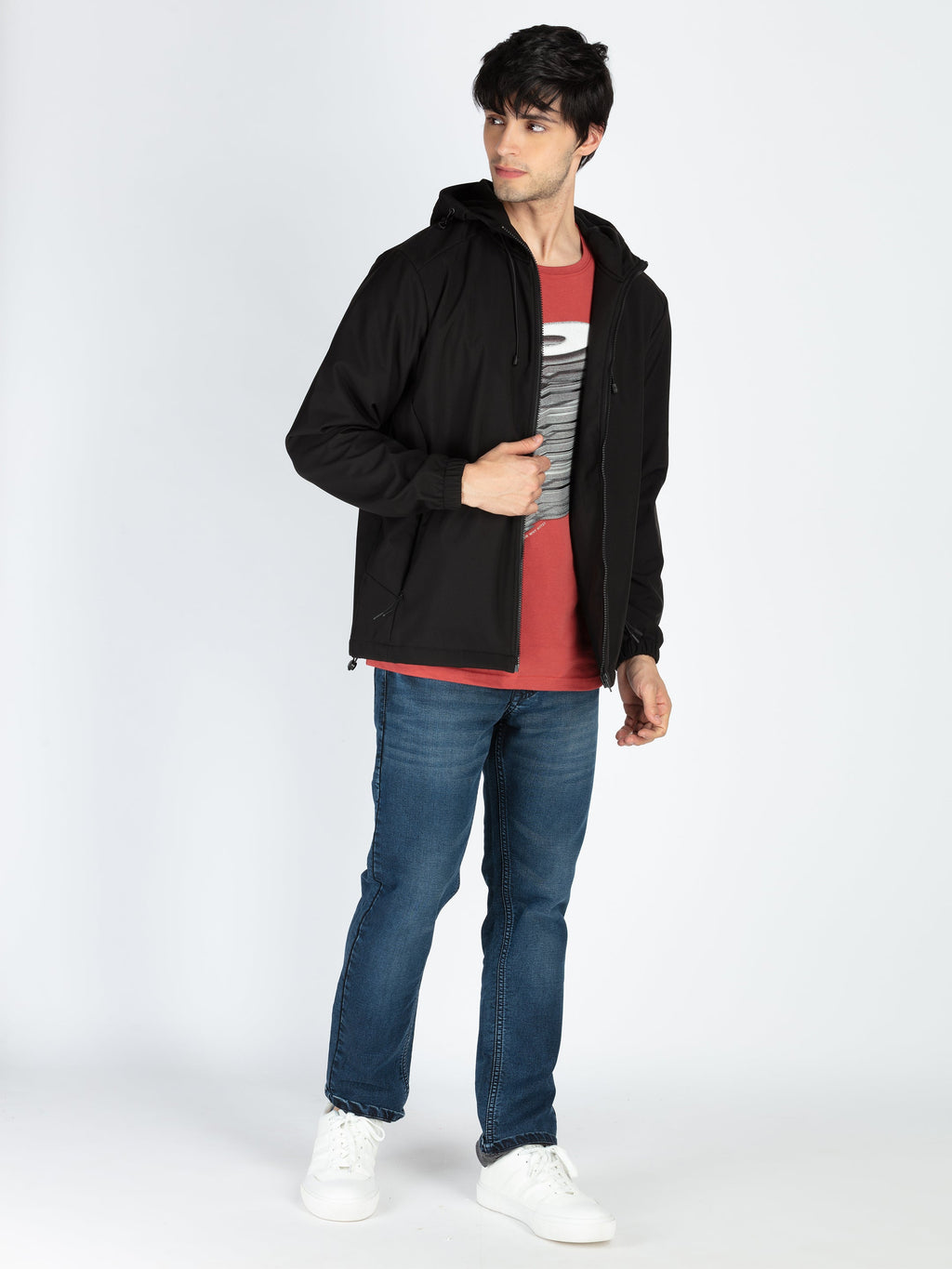 Mens Solid Hooded Jacket
