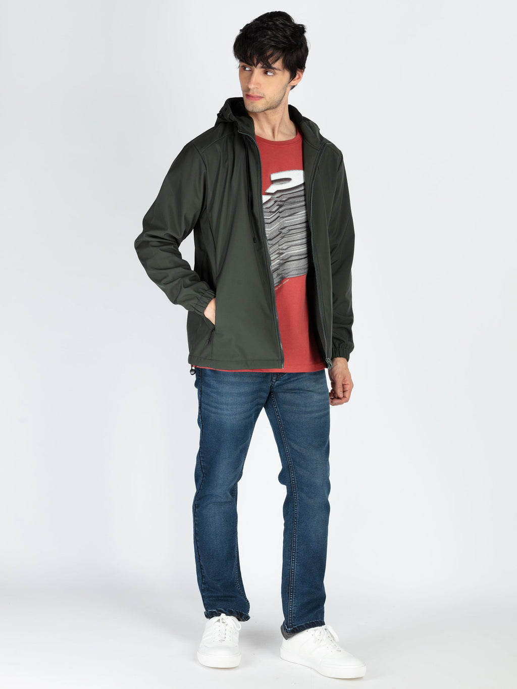 Mens Solid Hooded Jacket