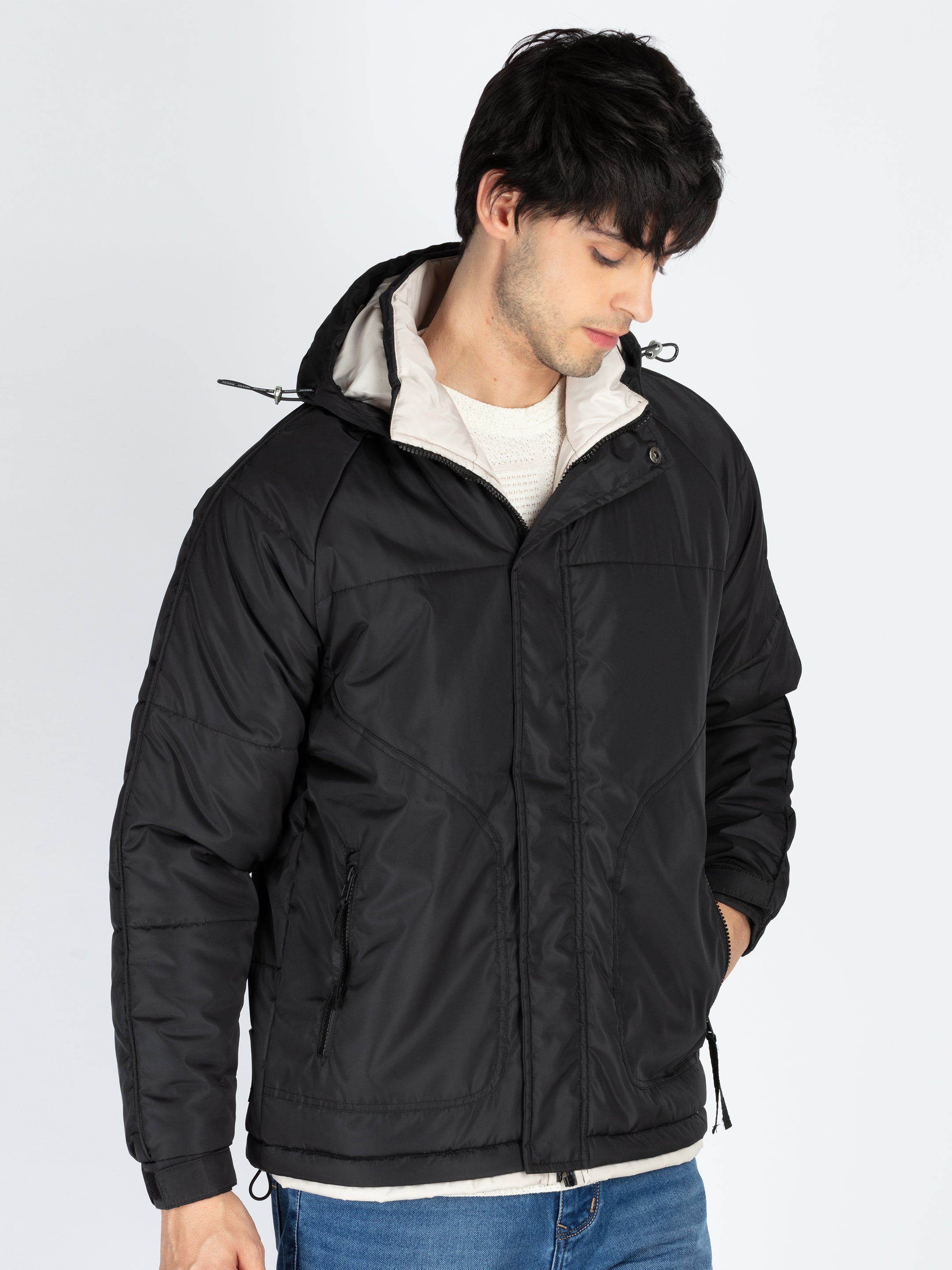 Mens Solid Hooded Jacket