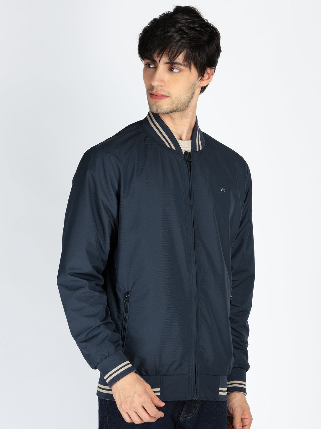 Mens Solid Reversible High Neck Jacket