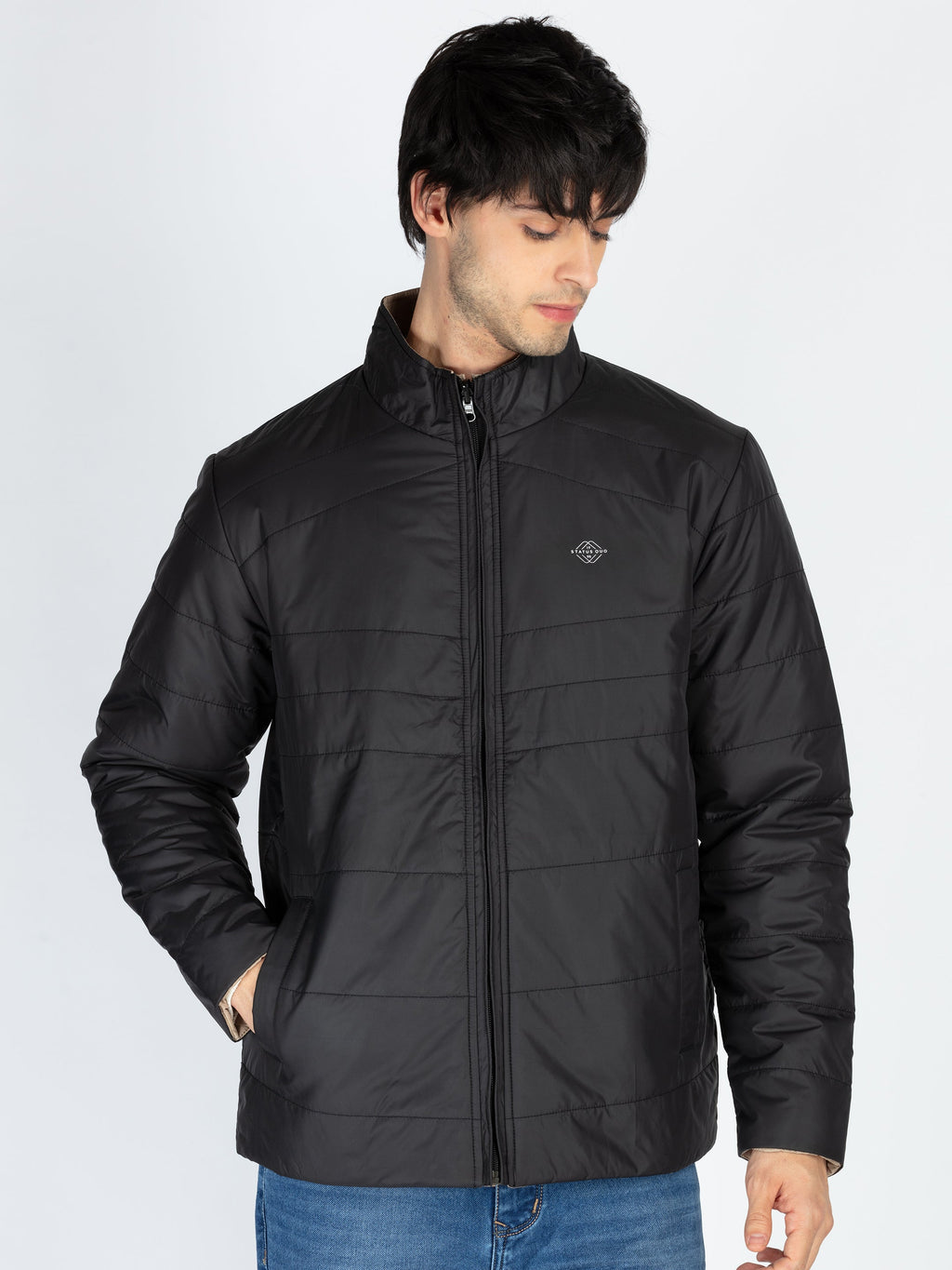 Mens Quilted Reversible High Neck Jacket