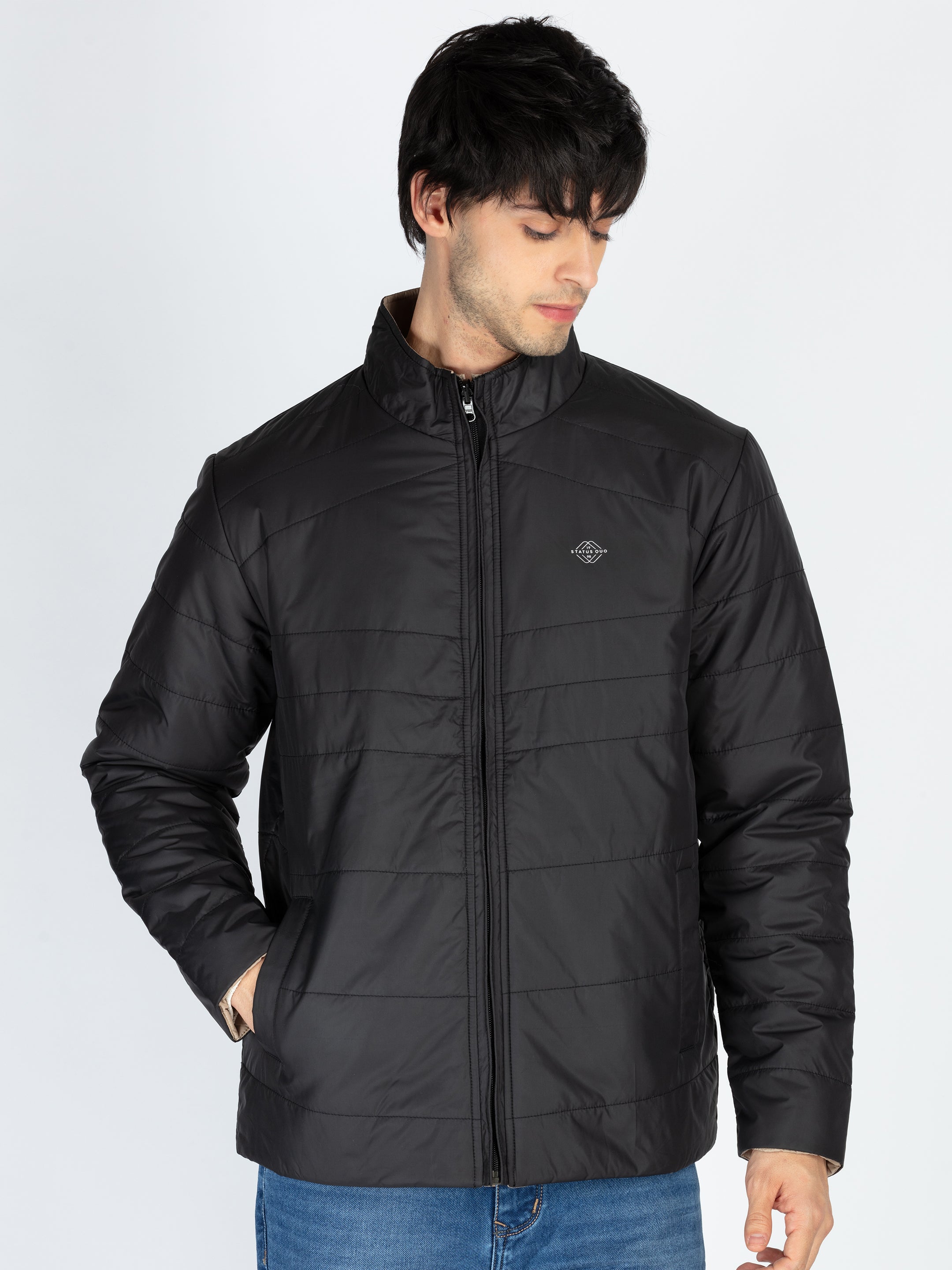 Mens Quilted Reversible High Neck Jacket