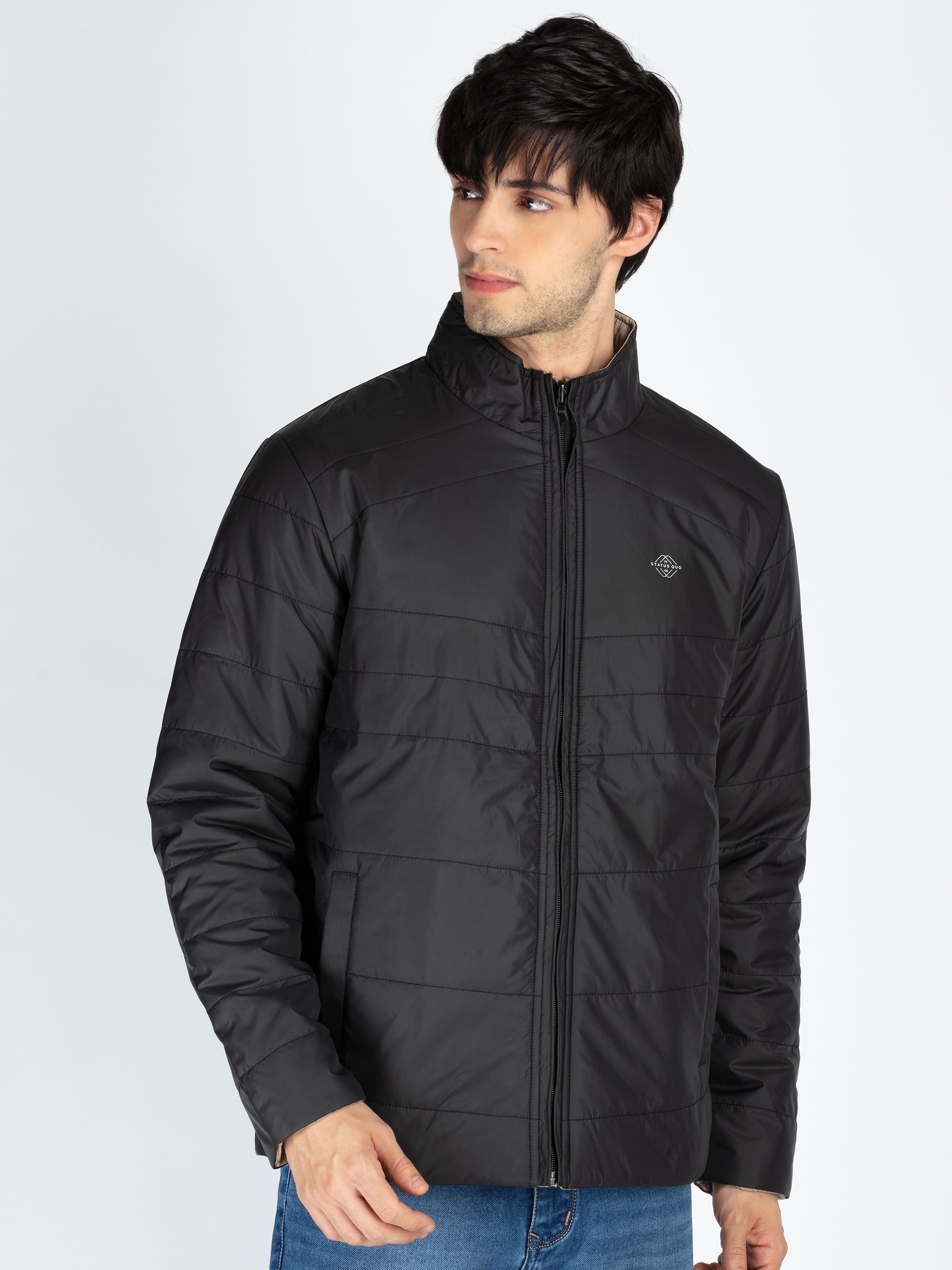 Mens Quilted Reversible High Neck Jacket