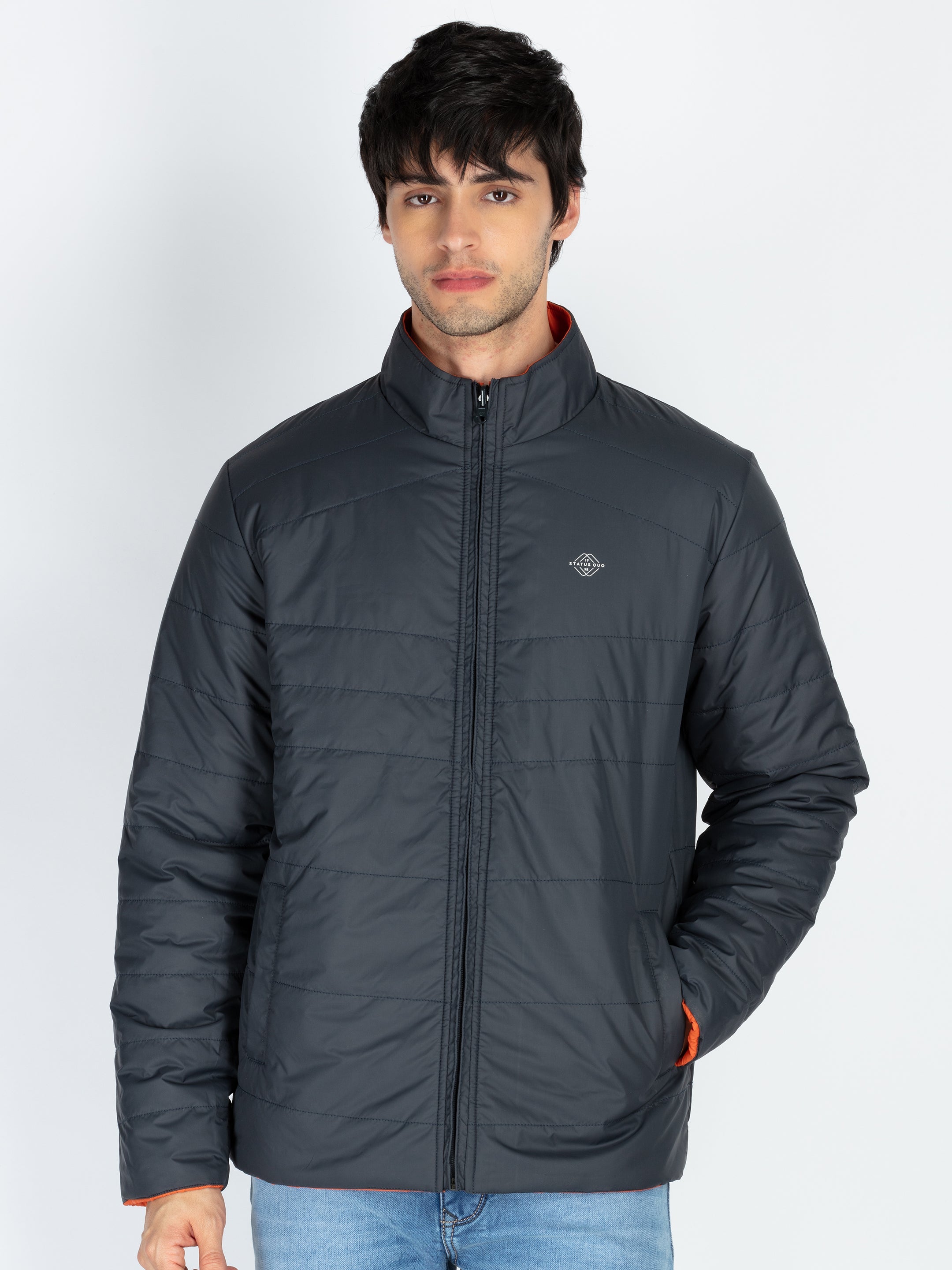 Mens Quilted Reversible High Neck Jacket