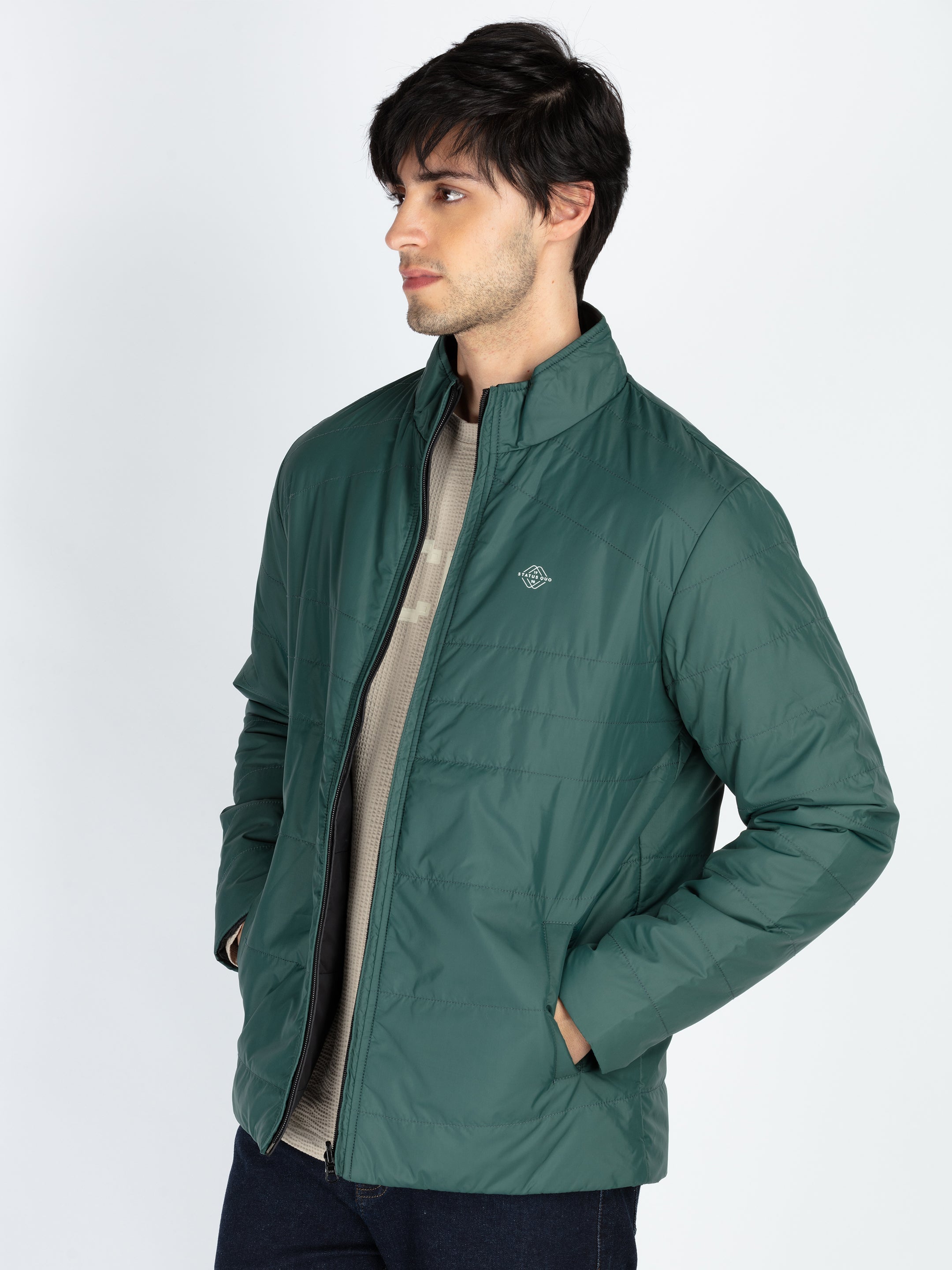 Mens Quilted Reversible High Neck Jacket