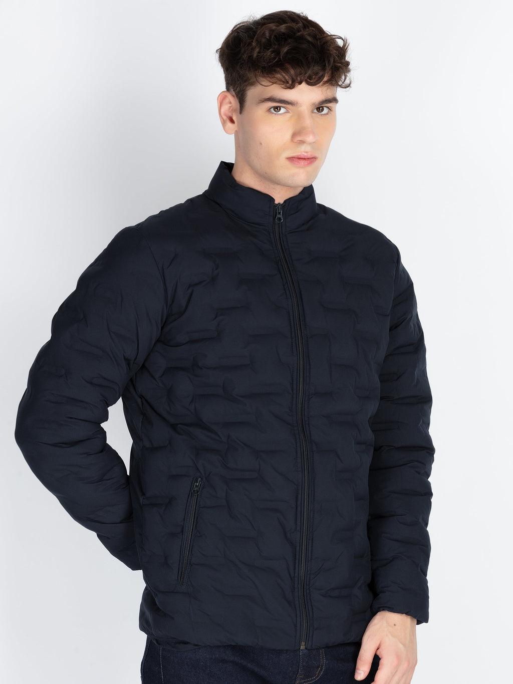 Mens Self Design Quilted Jacket
