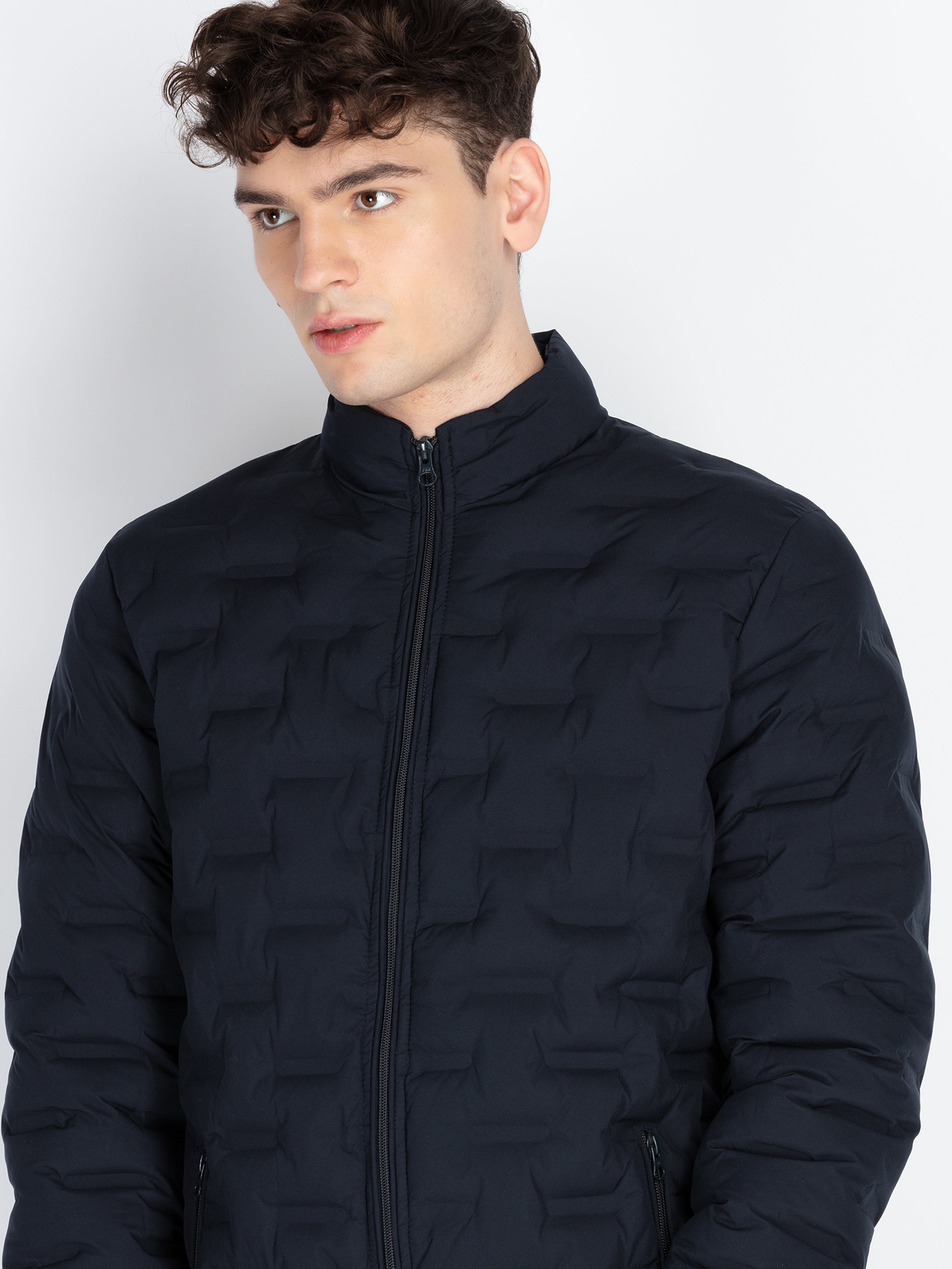 Mens Self Design Quilted Jacket