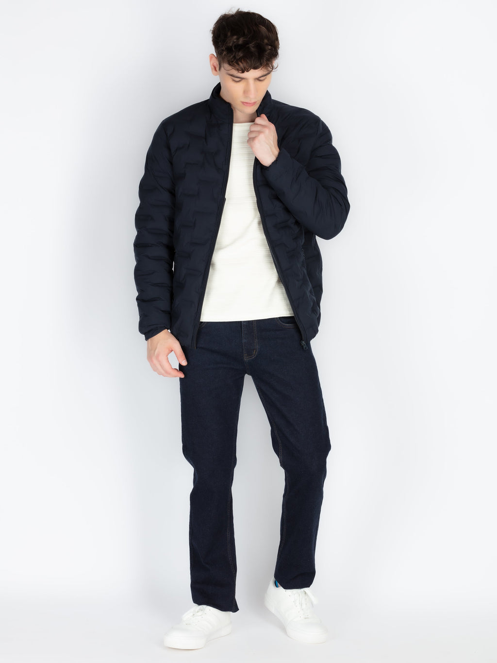 Mens Self Design Quilted Jacket