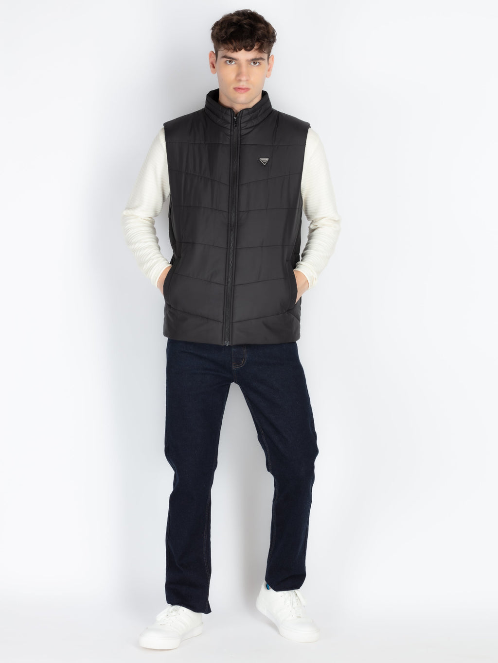 Mens Solid Open Front Jacket