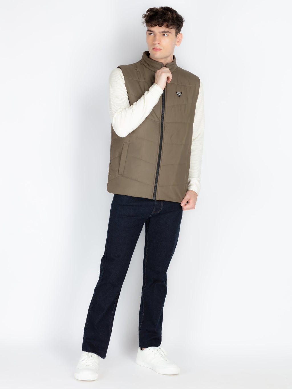 Mens Solid Open Front Jacket
