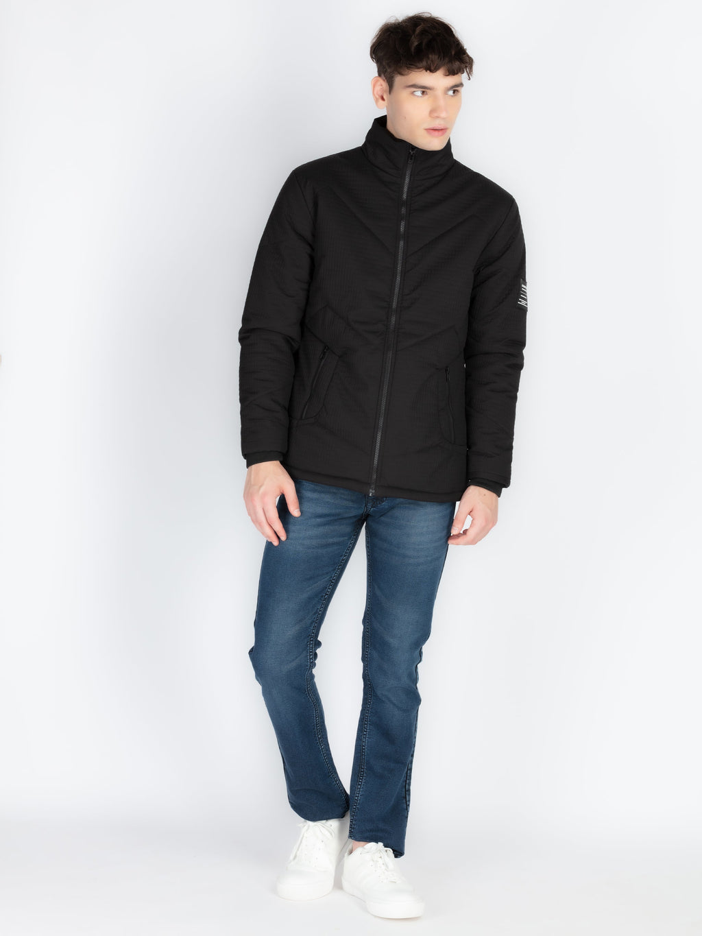 Mens Solid Open Front Jacket