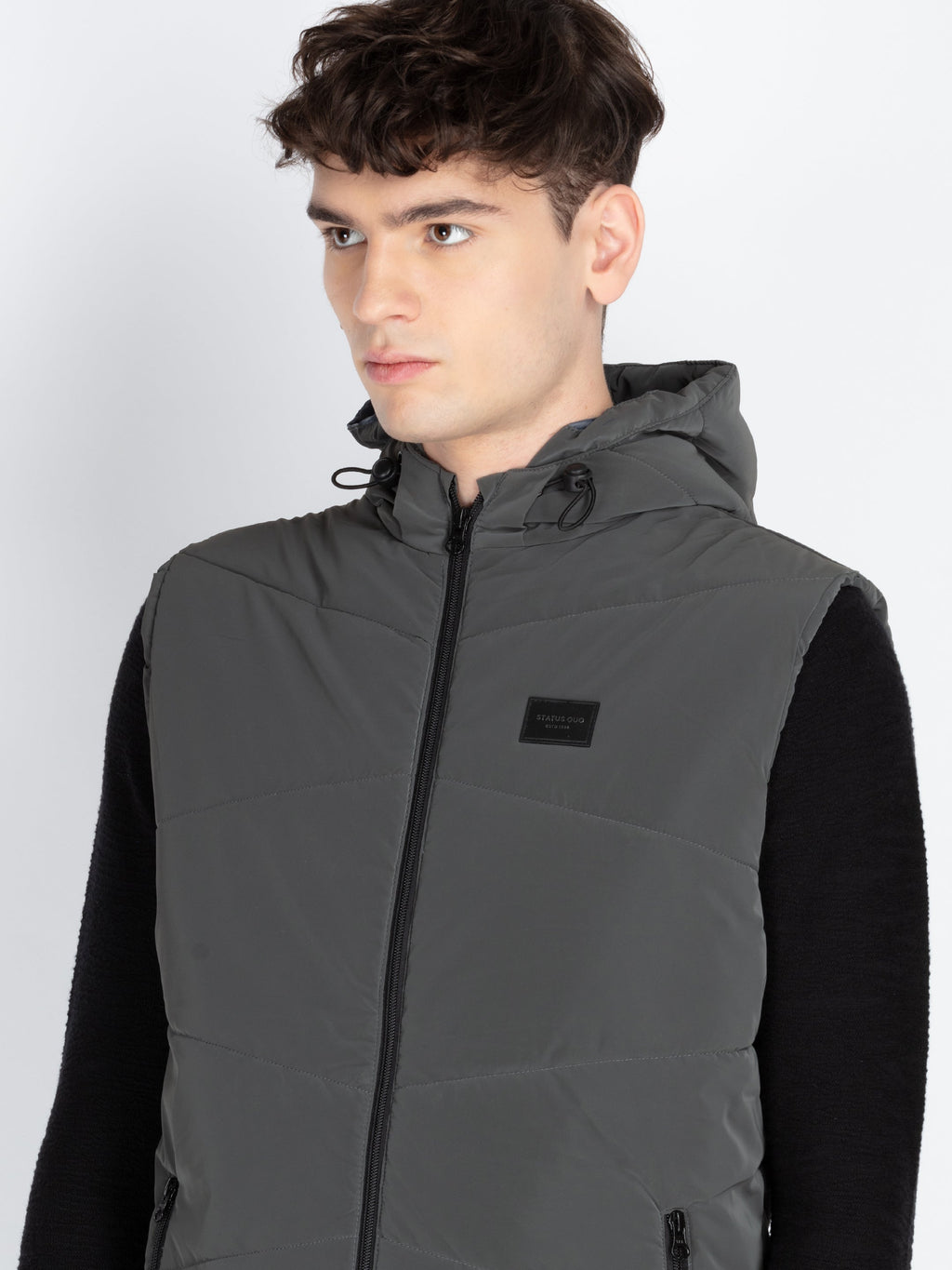 Mens Solid Open Front Jacket