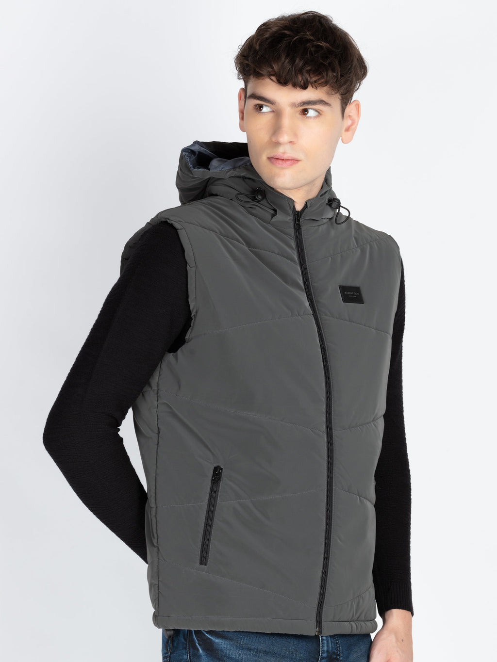 Mens Solid Open Front Jacket