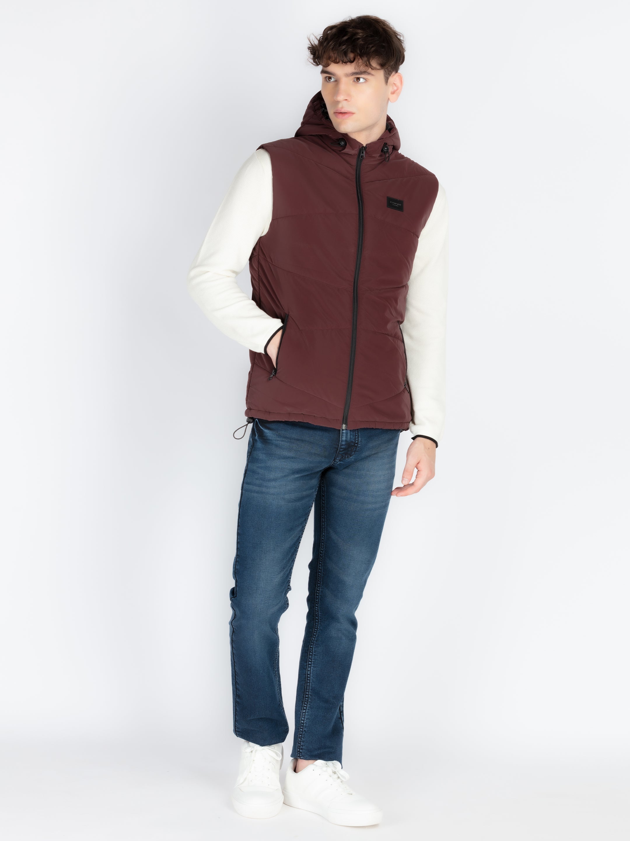 Mens Solid Open Front Jacket