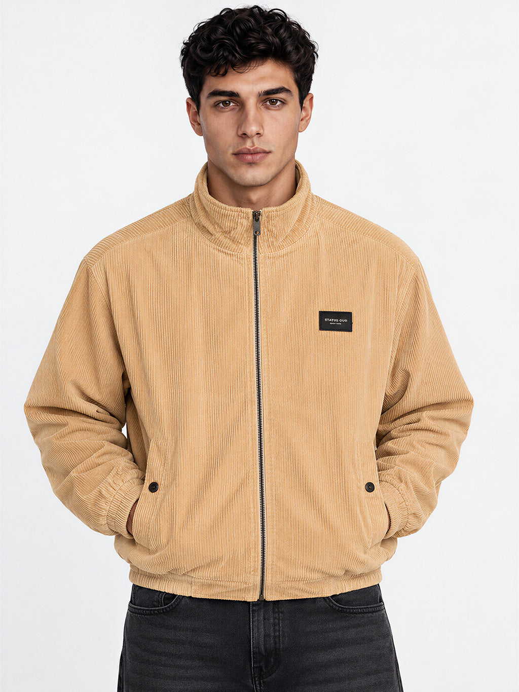 Men's Solid Regular Fit Corduroy Jacket