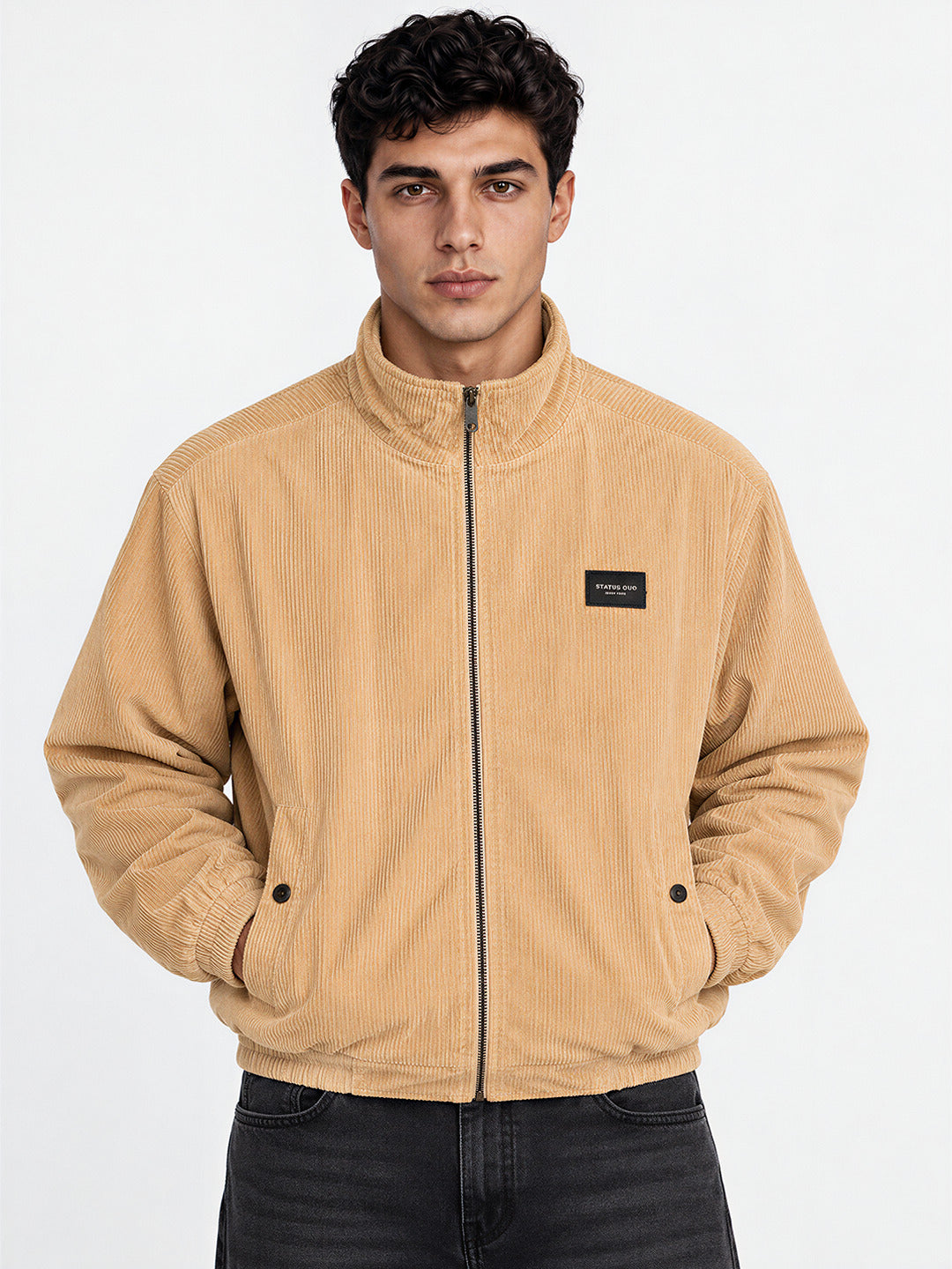 Men's Solid Regular Fit Corduroy Jacket
