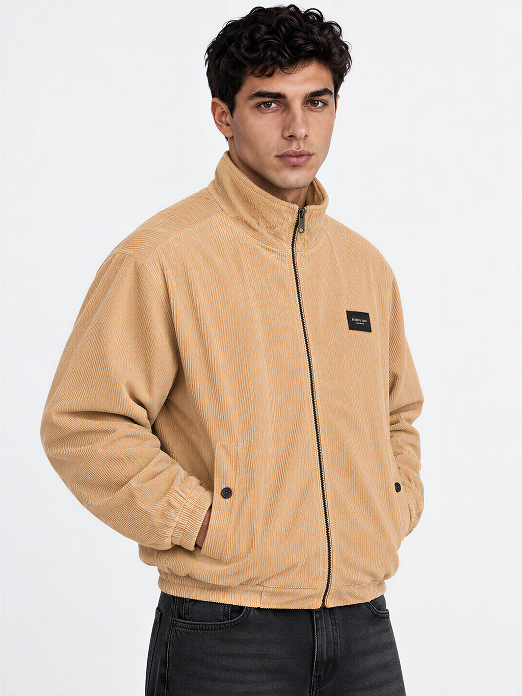 Men's Solid Regular Fit Corduroy Jacket