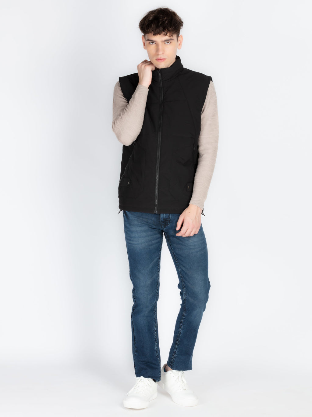 Men's Solid Open Front Jacket