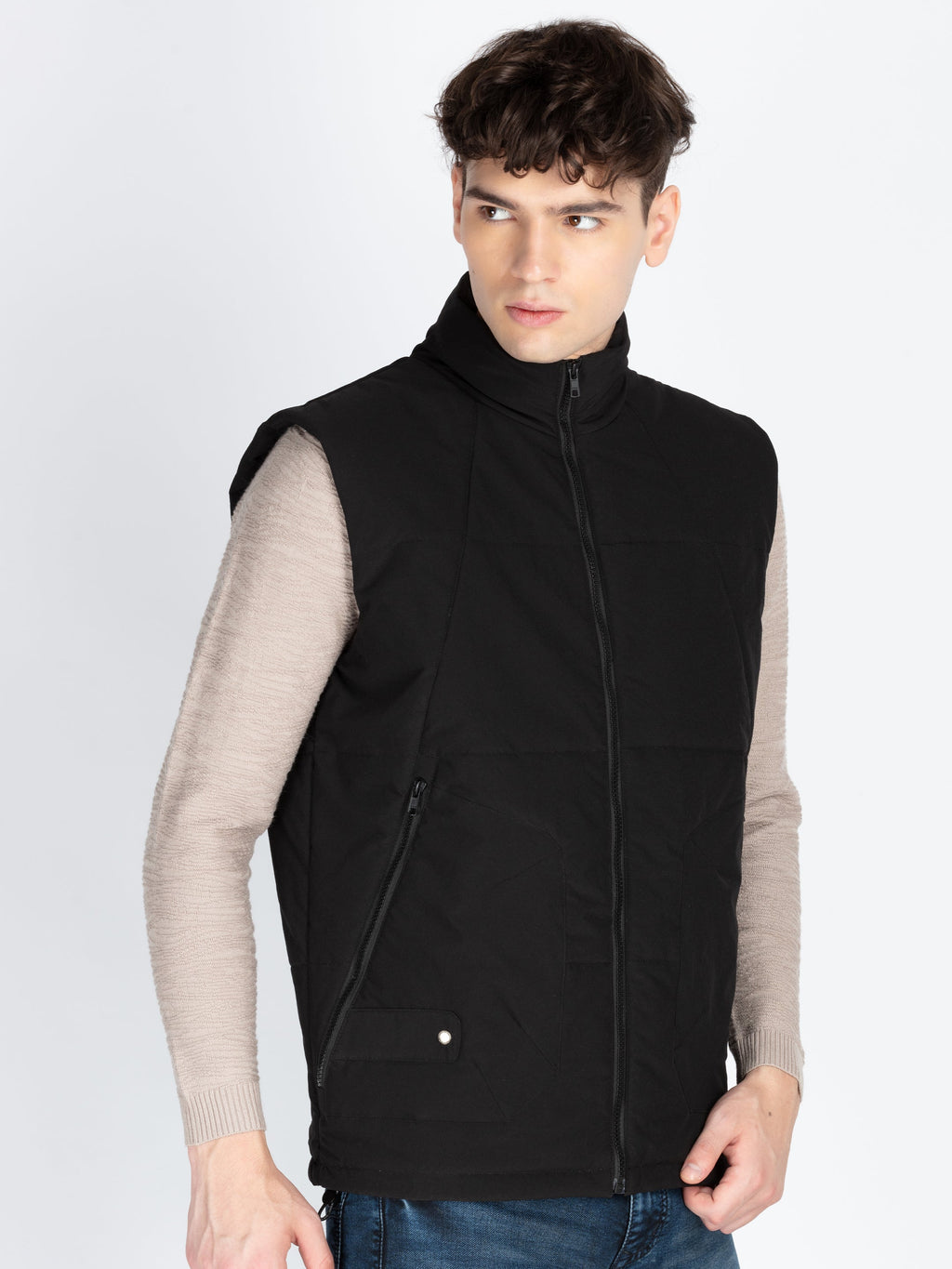Men's Solid Open Front Jacket