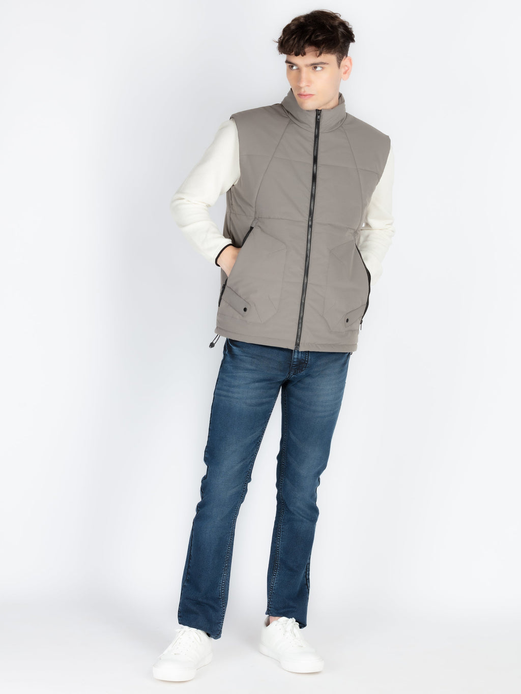 Mens Solid Open Front Jacket