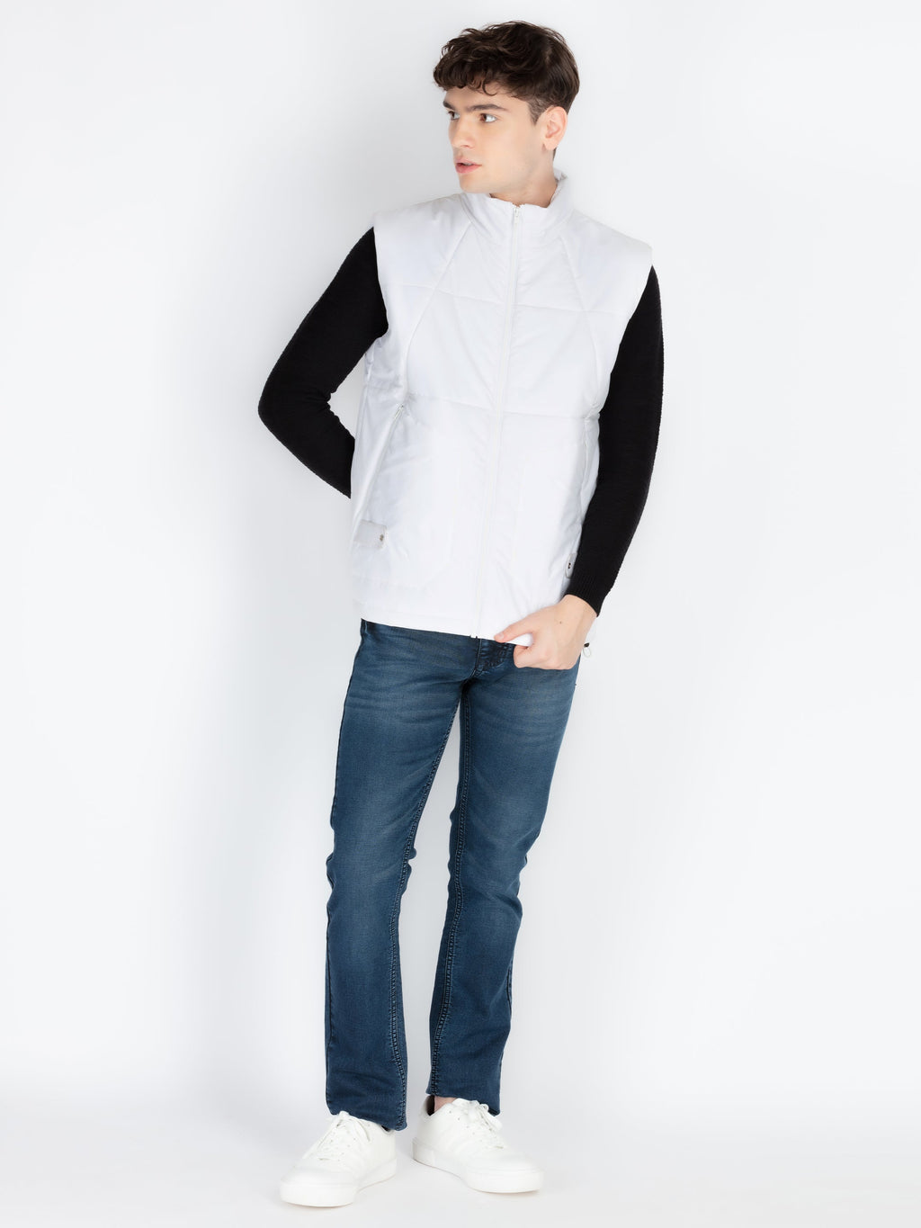 Mens Solid Open Front Jacket