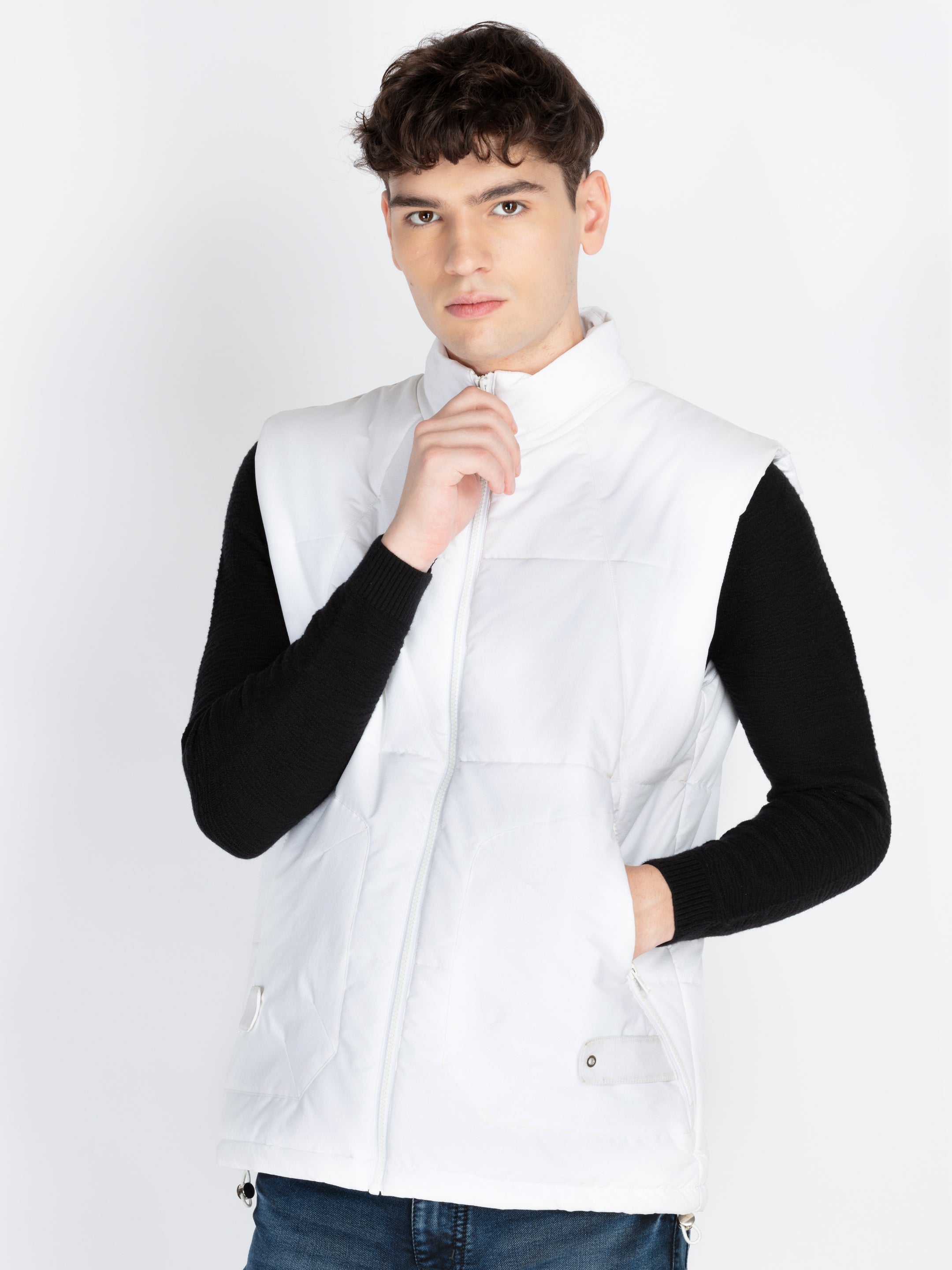 Mens Solid Open Front Jacket