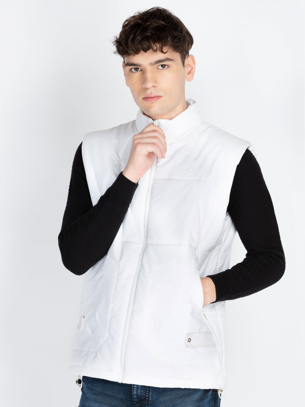 Mens Solid Open Front Jacket