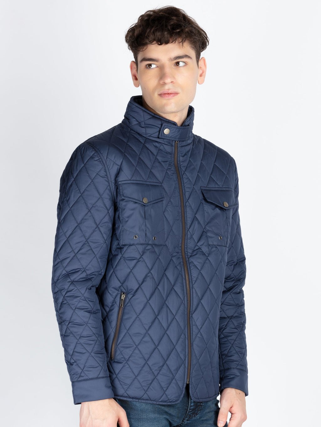 Mens Self Design Quilted Jacket