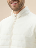 Men's Solid Padded Full Sleeve Mock Collar Regular Fit Jacket