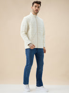 Men's Solid Padded Full Sleeve Mock Collar Regular Fit Jacket