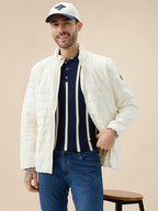 Men's Solid Padded Full Sleeve Mock Collar Regular Fit Jacket