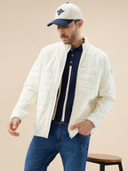 Men's Solid Padded Full Sleeve Mock Collar Regular Fit Jacket