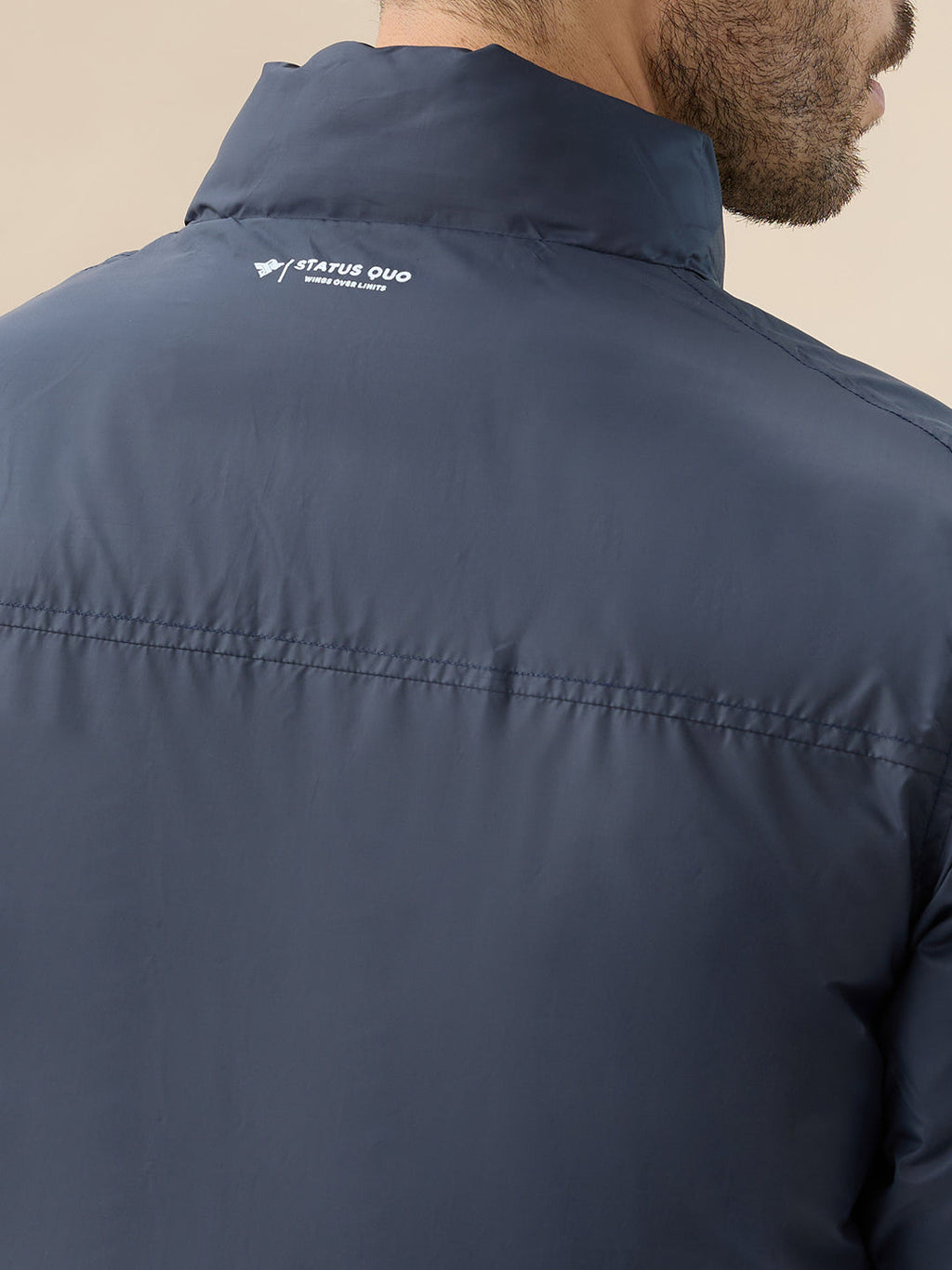 Men's Solid Full Sleeve Mock Collar Regular Fit Reversible Jacket