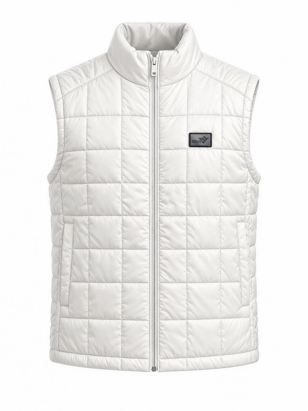 Men's Solid Mock Collar Sleeveless Regular Fit Quilted Jacket