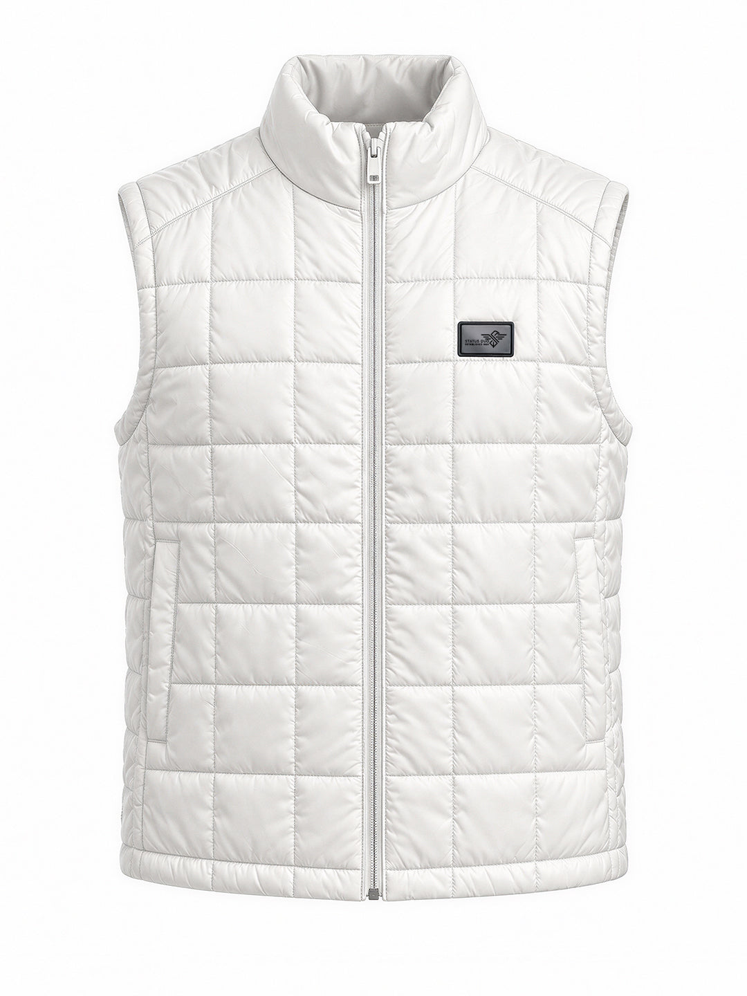 Men's Solid Mock Collar Sleeveless Regular Fit Quilted Jacket