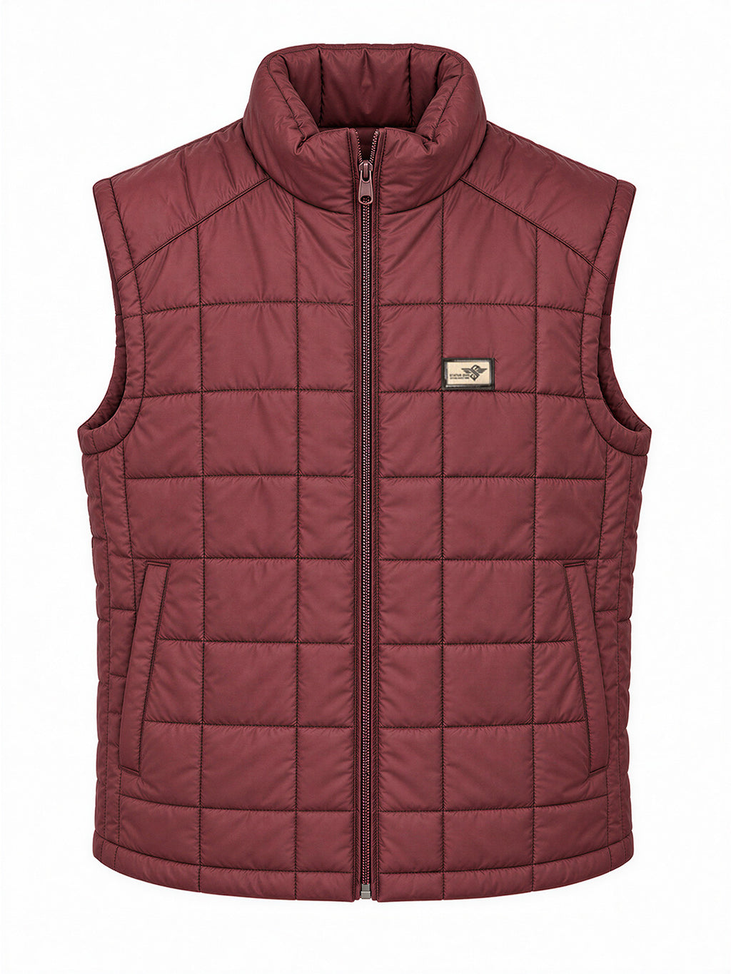 Men's Solid Mock Collar Sleeveless Regular Fit Quilted Jacket