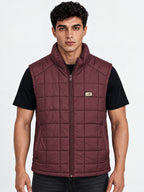 Men's Solid Mock Collar Sleeveless Regular Fit Quilted Jacket