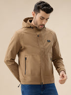 Men's Solid Full Sleeves Detachable Hooded Regular Fit Jacket